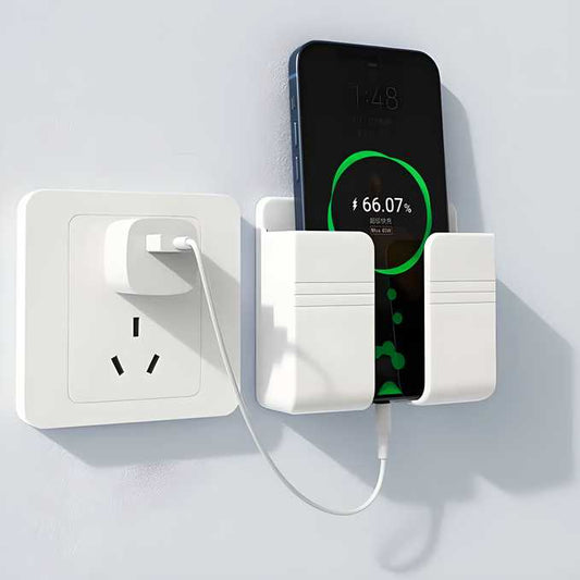 Wall Mounted Mobile Holder With Adhesive Strips& Charging Holder (Pack of 2)
